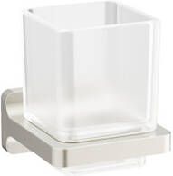 Crosswater Rotar Bekerhouder 8x9.8x9cm met beker vierkant wandmodel RVS RT003V