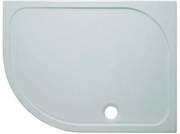 Crosswater Shower Tray douchebak 120x80x4.5cm links inclusief 90mm afvoer 55 radius met antikalkbehandeling polybeton wit SRQ81200LH