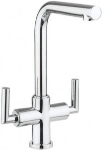 Crosswater Tropic tweegreeps keukenkraan met draaibare uitloop chroom TP711DC