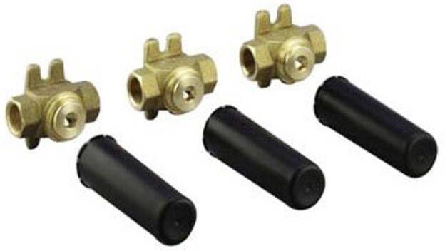 Dornbracht Universeel inbouwset voor 3 gats muurkraan met 3 bronzen inbouwhuizen 3571297090