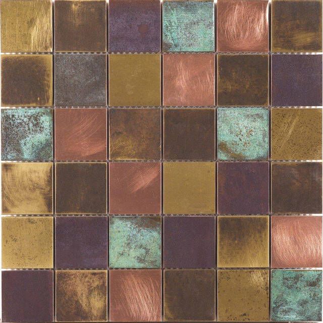 Dune Ceramic Mosaics Mozaiektegel 29.8x29.8cm Bronzo 8mm Mat glans Bont Multicolor 1916858