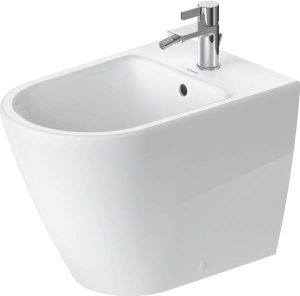 Duravit D-Neo staand bidet met overloop kraanvlak en WonderGliss 58 x 37 cm wit