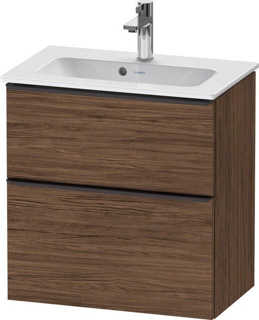 Duravit D-Neo wastafelonderkast 61x62.5x37.2cm 2 lades Noten (donker) Mat de436802121