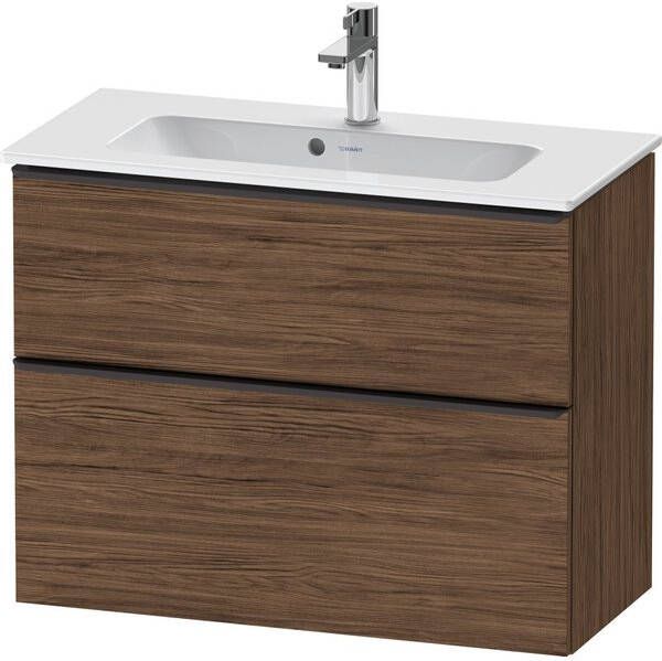 Duravit D-Neo wastafelonderkast 81x62.5x37.2cm 2 lades Noten (donker) Mat de436902121