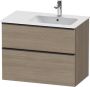 Duravit D-Neo wastafelonderkast voor wastafel rechts met 2 lades 81 x 46 2 x 62 5 cm eiken terra mat - Thumbnail 2