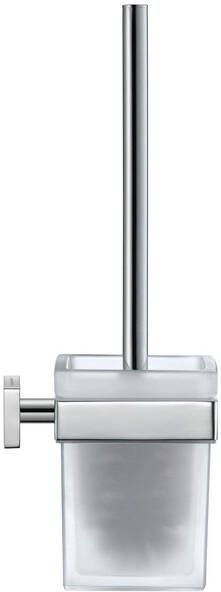 Duravit Karree closetborstelgarnituur met matglas wandmodel chroom 0099571000