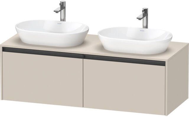 Duravit Ketho 2 wastafelonderbouwkast incl. consoleplaat met 2 laden voor dubbele waskommen 140x55x45.9cm met handgrepen antraciet taupe supermat K24888B83830000