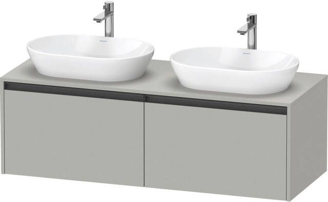 Duravit Ketho 2 wastafelonderbouwkast incl. consoleplaat met 2 laden voor dubbele waskommen 140x55x45.9cm met handgrepen antraciet betongrijs mat K24888B07070000