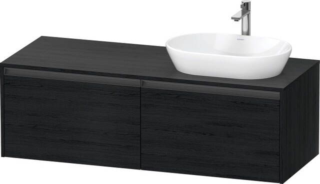 Duravit Ketho 2 wastafelonderbouwkast incl. consoleplaat met 2 laden voor waskom rechts 140x55x45.9cm met handgrepen antraciet eiken zwart mat K24888R16160000