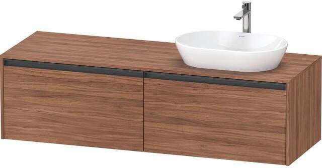 Duravit Ketho 2 wastafelonderbouwkast incl. consoleplaat met 2 laden voor waskom rechts 160x55x45.9cm met handgrepen antraciet noten mat K24889R79790000