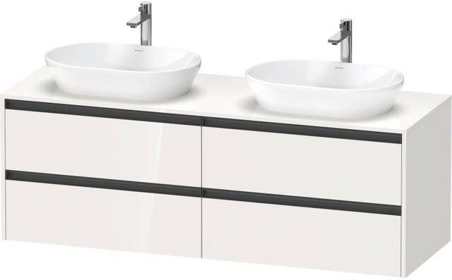 Duravit Ketho 2 wastafelonderbouwkast incl. consoleplaat met 4 laden voor waskom rechts 160x55x56.8cm met handgrepen antraciet hoogglans wit K24899R22220000