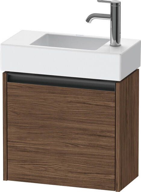 Duravit Ketho 2 wastafelonderbouwkast met 1 deur 48.4x23.8x44cm links met greep antraciet donker noten mat K25072L21210000