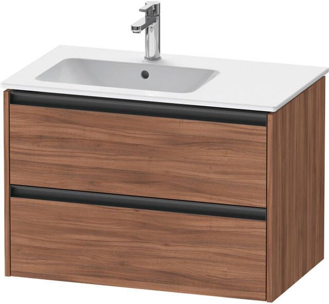 Duravit Ketho 2 wastafelonderbouwkast met 2 laden voor waskom links 81x48x54.9cm met grepen antraciet noten mat K25267079790000