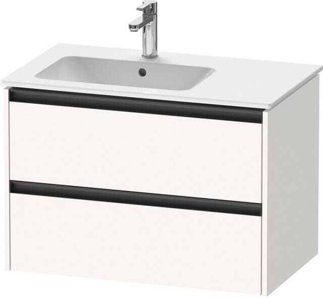 Duravit Ketho 2 wastafelonderbouwkast met 2 laden voor waskom links 81x48x54.9cm met grepen antraciet wit supermat K25267084840000