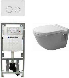 Duravit Philippe Starck 3 toiletset vlakspoel inbouwreservoir set bedieningsplaat sigma20 wit 0314994 0314757 0701131 sw53743