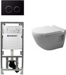 Duravit Philippe Starck 3 toiletset vlakspoel inbouwreservoir set bedieningsplaat sigma20 zwart 0314994 0314757 0701131 sw53746