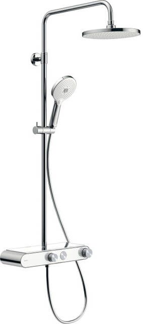 Duravit Shower Systems Douchesysteem thermostatisch HOH=15cm hoofddouche ø23cm 1 jet handdouche rond 3 jet chroom wit hoogglans TH4380008005