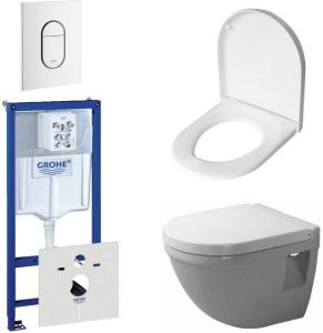Duravit Starck 3 Compact toiletset bestaande uit inbouwreservoir diepspoel compact wandcloset met softclose toiletzitting en bedieningsplaat verticaal wit 0290272 0314161 0729205 0729242