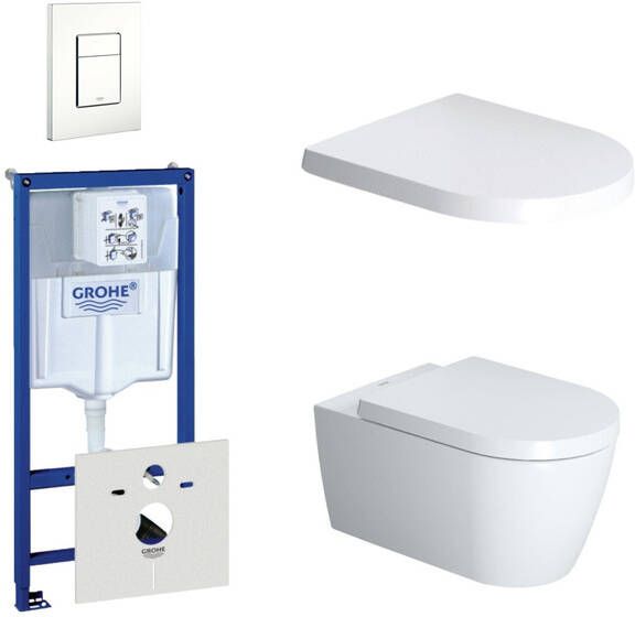 Duravit Starck Me Toiletset inbouwreservoir diepspoel wandcloset softclose bedieningsplaat verticaal horizontaal wit 0720003 0729205 0293433 0293435