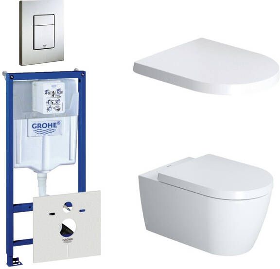 Duravit Starck Me Toiletset inbouwreservoir diepspoel wandcloset softclose bedieningsplaat verticaal horizontaal RVS 0729205 0720026 0293433 0293435
