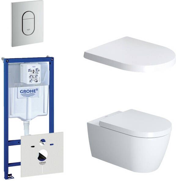 Duravit Starck Me Toiletset inbouwreservoir diepspoel wandcloset softclose bedieningsplaat verticaal mat chroom 0729205 0729241 0293433 0293435