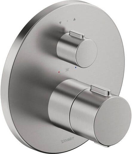 Duravit Thermostatarmaturen Afbouwdeel inbouw bad douchekraan thermostatisch 2 uitgangen -Ø17cm geborsteld RVS th4200014070