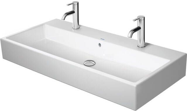 Duravit Vero Air wastafel geslepen m. 2x1 kraangat met overloop 100x47cm wondergliss incl. bevestiging wit