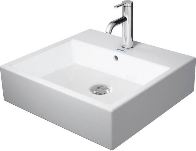 Duravit Vero Air Wastafel 50x47cm hangend 1 kraangat met overloop geslepen wit 2350500027