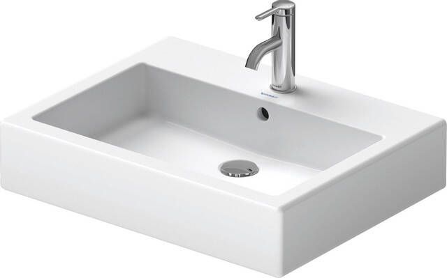 Duravit Vero wastafel onderzijde geslepen 60x47cm met kraangat en overloop met wondergliss wit 04546000271