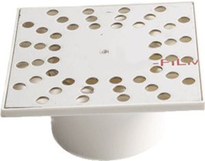 Dyka Wavin putrooster met ronde gaten RVS wit (bxl)150x150mm vierkant