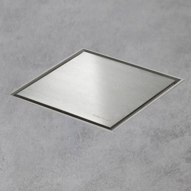 Easy Drain AquaJewels Quattro Zero geborsteld 20x20cm met zijuitlaat 50mm waterslot 30 35 50mm RVS AJQ 20X20 ZM ajq-20x20-zm
