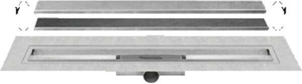 Easy Drain Compact 30 TAF douchegoot met omkeerbaar rooster zero tegel waterslot 30mm 200cm inbouw diepte 75 85mm met zijuitloop EDCOMTAF200030