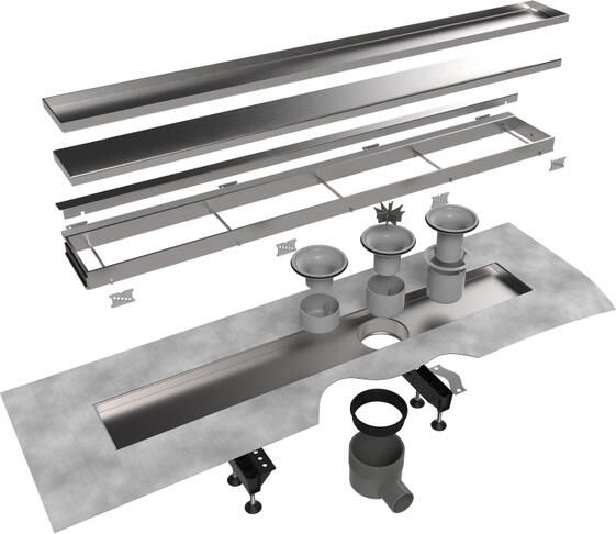 EASYDRAIN Easy Drain Multi RVS douchegoot LxB= 1000x98mm rechthoekig met RVS rooster voor tegels schuifeind horizontaal 50mm met sifon