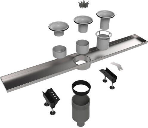 Easy Drain Multi inbouwdeel zonder rooster met onderuitlaat met waterslot 50mm 9.8x80cm inbouw diepte 110mm edmi800-o