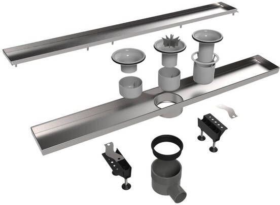 Easy Drain Tegeldrain tegelgoot met zijuitloop 9.8x70cm 50mm RVS edt700