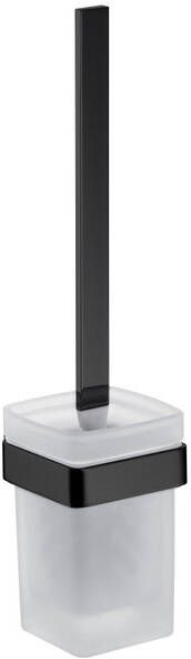 Emco Loft toiletborstelgarnituur met inzet van mat glas 37 6 x 9 5 x 12 2 cm zwart