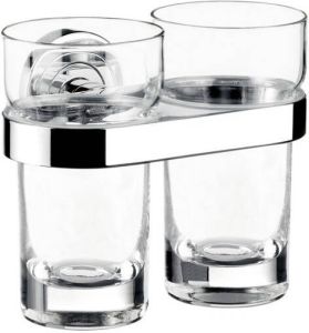 Emco Polo dubbele glashouder inclusief 2 glazen 11 5 x 13 5 x 9 8 cm chroom