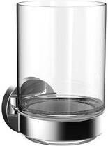 Emco Round Glashouder met glas wandmontage chroom kristal helder glas 432000100