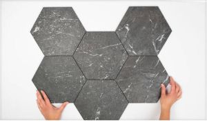 Fap Ceramiche Vloer- en wandtegel Hexagon Roma Grafite mat 21.6x25cm Marmer look Mat Antraciet SW07311425