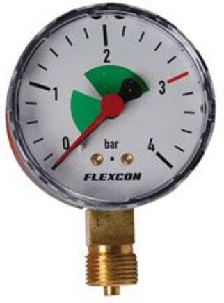 Flamco Flexcon manometer 3 8"-63mm 0-4 bar radiaal 27200