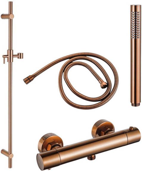 Fortifura Calvi douchekraan met glijstangset met staafhanddouche metalen doucheslang Geborsteld koper PVD SW970036 SW970048 SW970053 SW970046