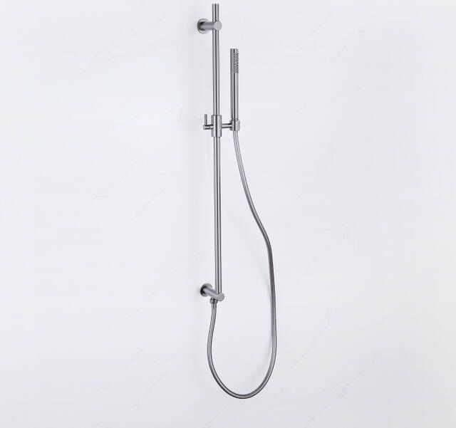 Fortifura Calvi Glijstangset geïntegreerde wandaansluitbocht doucheslang metaal- staaf handdouche Geborsteld Gunmetal PVD SW1111532 SW706203 SW766537