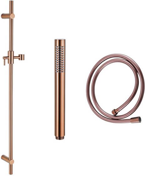 Fortifura Calvi glijstangset met staafhanddouche gladde doucheslang Geborsteld koper PVD SW970053 SW970046 SW799407