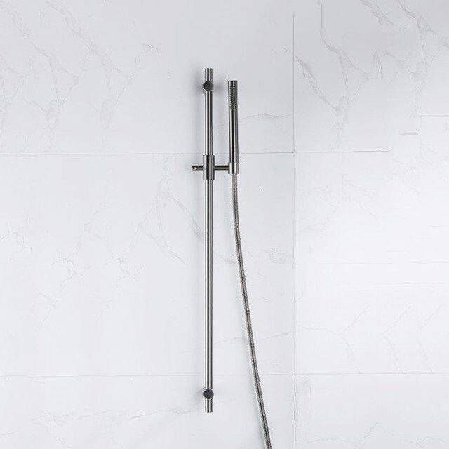 Fortifura Calvi glijstangset met staafhanddouche metalen doucheslang Geborsteld Gunmetal PVD (antraciet) SW767491 SW766537 SW706207