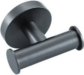 Fortifura Calvi Handdoekhaak rond dubbel Geborsteld Gunmetal PVD Double_Towelhook_GM