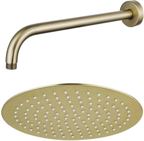 Fortifura Calvi Hoofddouche 25cm rond wandarm 35cm Geborsteld Messing PVD (Goud) SW720555 SW720562