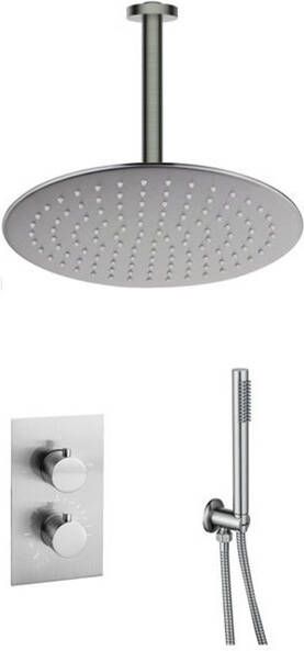 Fortifura Calvi Inbouw Regendoucheset thermostatisch plafondarm 25cm hoofddouche staaf handdouche gladde doucheslang Geborsteld RVS PVD (RVS) SW1159493 SW377868 SW720554 SW542645 SW728177 SW49
