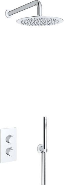 Fortifura Calvi Inbouw Regendoucheset thermostatisch wandarm 25cm hoofddouche staaf handdouche metalen doucheslang chroom SW496810 SW542643 SW767373 SW720552 SW720559 SW721