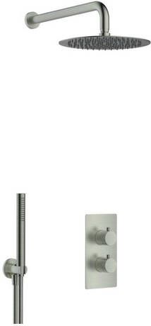 Fortifura Calvi Inbouw Regendoucheset thermostatisch wandarm 30cm hoofddouche staaf handdouche gladde doucheslang geborsteld Gunmetal PVD SW1139123 SW720563 SW721165 SW721170 SW766536 SW76