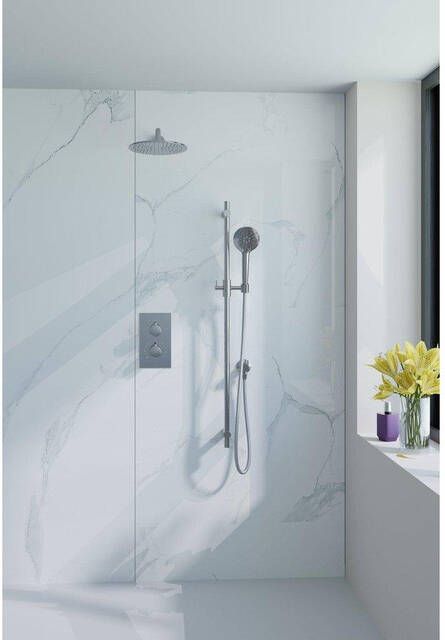 Fortifura Calvi Inbouw Regendoucheset thermostatisch wandarm glijstang 25cm hoofddouche ronde handdouche metalen doucheslang chroom SW496814 SW720552 SW720559 SW721166 SW767373 SW767